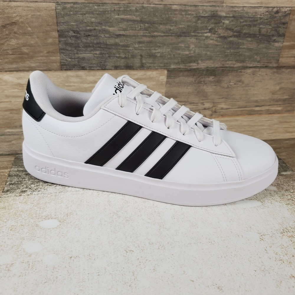 Adidas Gand Court 2.0 Mens Shoes Sz 8.5 White Leather Comfort Lace Up Sneakers